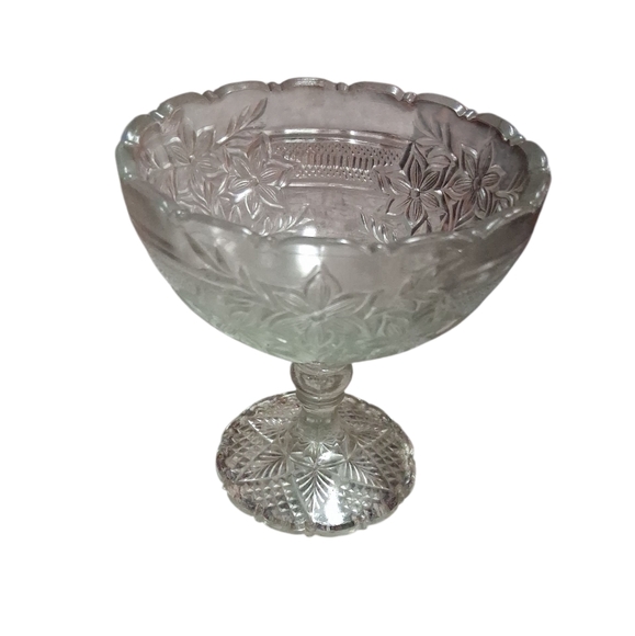 Other - Elegant Vintage Floral Glass Compote